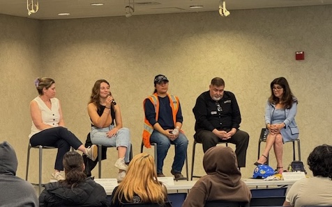 Ines speaking on a career panel