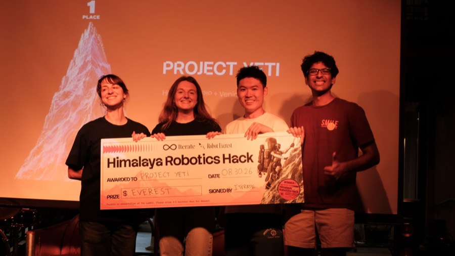 The Project Yeti team holding the first-place cheque at the Himalaya Robotics Hack
